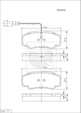 NPS N361N10 - Bremžu uzliku kompl., Disku bremzes autospares.lv