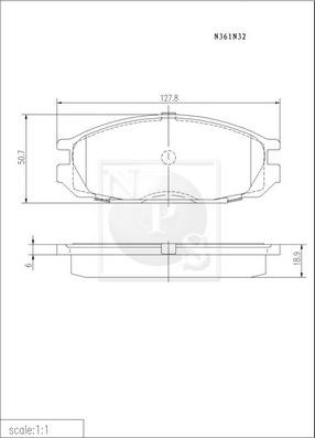 NPS N361N32 - Bremžu uzliku kompl., Disku bremzes www.autospares.lv