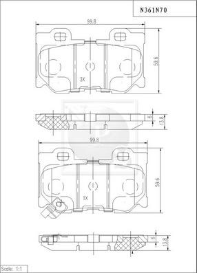 NPS N361N70 - Bremžu uzliku kompl., Disku bremzes www.autospares.lv