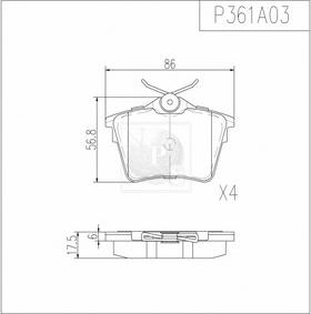 NPS P361A03 - Brake Pad Set, disc brake www.autospares.lv