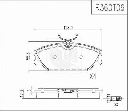 NPS R360T06 - Тормозные колодки, дисковые, комплект www.autospares.lv