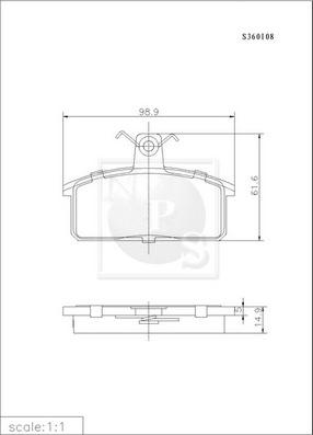 NPS S360I08 - Bremžu uzliku kompl., Disku bremzes autospares.lv