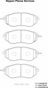 NPS S360U11 - Bremžu uzliku kompl., Disku bremzes www.autospares.lv