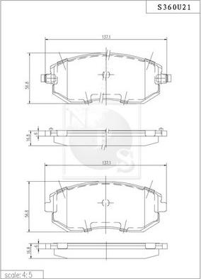 NPS S360U21 - Bremžu uzliku kompl., Disku bremzes www.autospares.lv