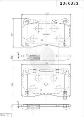 NPS S360U22 - Bremžu uzliku kompl., Disku bremzes www.autospares.lv