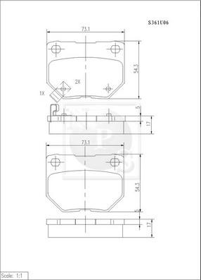 NPS S361U06 - Bremžu uzliku kompl., Disku bremzes www.autospares.lv