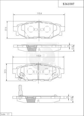 NPS S361U07 - Bremžu uzliku kompl., Disku bremzes www.autospares.lv