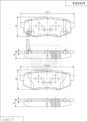 NPS S361U10 - Bremžu uzliku kompl., Disku bremzes www.autospares.lv