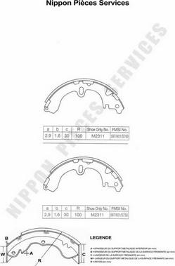 NPS T350A61 - Brake Shoe Set www.autospares.lv