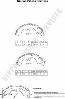 NPS T350A09 - Brake Shoe Set www.autospares.lv