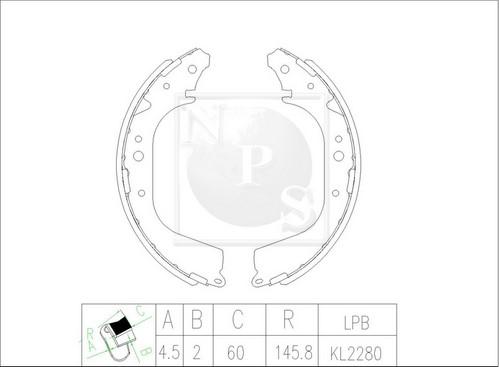 NPS T350A05 - Bremžu loku komplekts www.autospares.lv