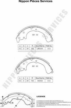 NPS T350A00 - Bremžu loku komplekts www.autospares.lv