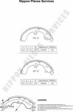 NPS T350A34 - Brake Shoe Set www.autospares.lv