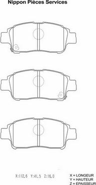 NPS T360A99 - Brake Pad Set, disc brake www.autospares.lv