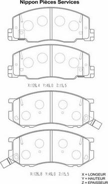 NPS T360A94 - Brake Pad Set, disc brake www.autospares.lv