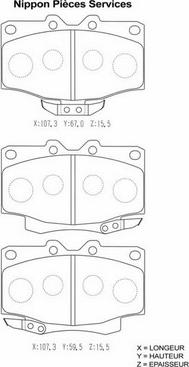 NPS T360A90 - Bremžu uzliku kompl., Disku bremzes www.autospares.lv