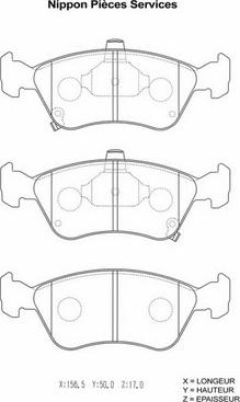 NPS T360A98 - Тормозные колодки, дисковые, комплект www.autospares.lv