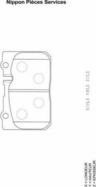 NPS T360A92 - Тормозные колодки, дисковые, комплект www.autospares.lv