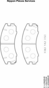 NPS T360A49 - Тормозные колодки, дисковые, комплект www.autospares.lv