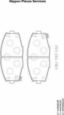 NPS T360A45 - Bremžu uzliku kompl., Disku bremzes www.autospares.lv