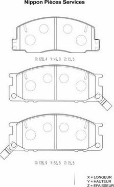 NPS T360A42 - Тормозные колодки, дисковые, комплект www.autospares.lv