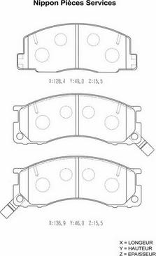 NPS T360A59 - Brake Pad Set, disc brake www.autospares.lv