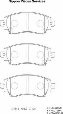 NPS T360A01 - Тормозные колодки, дисковые, комплект www.autospares.lv