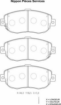 NPS T360A100 - Тормозные колодки, дисковые, комплект www.autospares.lv