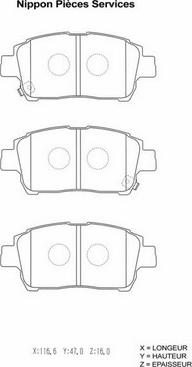 NPS T360A116 - Brake Pad Set, disc brake www.autospares.lv