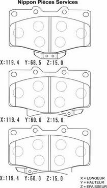 NPS T360A85 - Bremžu uzliku kompl., Disku bremzes www.autospares.lv