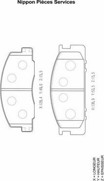 NPS T360A86 - Тормозные колодки, дисковые, комплект www.autospares.lv