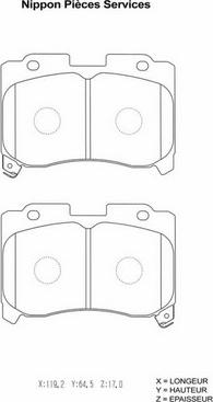 NPS T360A83 - Brake Pad Set, disc brake www.autospares.lv