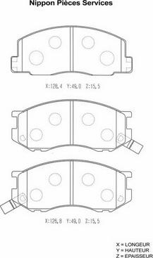 NPS T360A39 - Тормозные колодки, дисковые, комплект www.autospares.lv