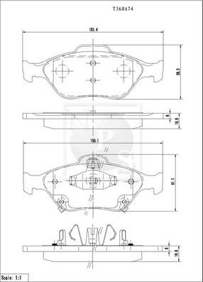 NPS T360A74 - Bremžu uzliku kompl., Disku bremzes autospares.lv