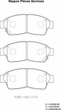 NPS T360A75 - Brake Pad Set, disc brake www.autospares.lv