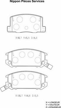 NPS T361A09 - Bremžu uzliku kompl., Disku bremzes www.autospares.lv