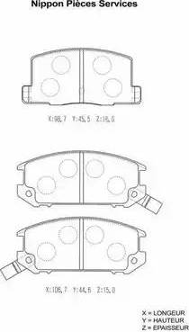 NPS T361A04 - Bremžu uzliku kompl., Disku bremzes www.autospares.lv