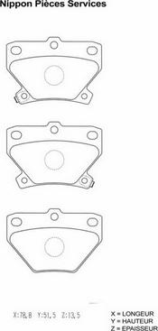 NPS T361A03 - Тормозные колодки, дисковые, комплект www.autospares.lv