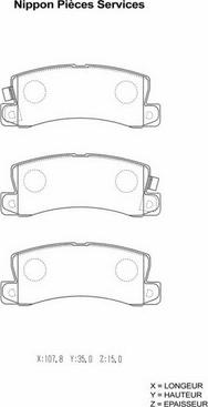 NPS T361A16 - Brake Pad Set, disc brake www.autospares.lv