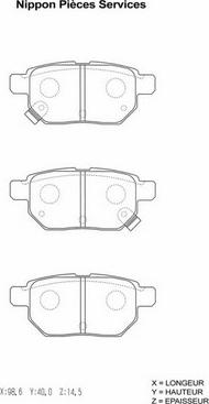 NPS T361A34 - Тормозные колодки, дисковые, комплект www.autospares.lv