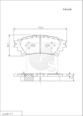 NPS T361A38 - Bremžu uzliku kompl., Disku bremzes autospares.lv