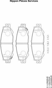 NPS T361A20 - Brake Pad Set, disc brake www.autospares.lv