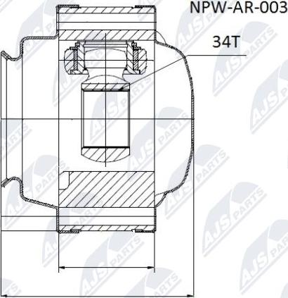 NTY NPW-AR-003 - Šarnīru komplekts, Piedziņas vārpsta autospares.lv