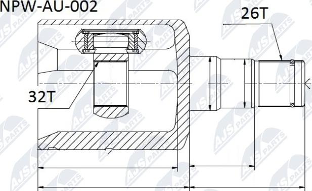 NTY NPW-AU-002 - Šarnīru komplekts, Piedziņas vārpsta www.autospares.lv