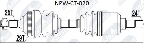 NTY NPW-CT-020 - Piedziņas vārpsta autospares.lv