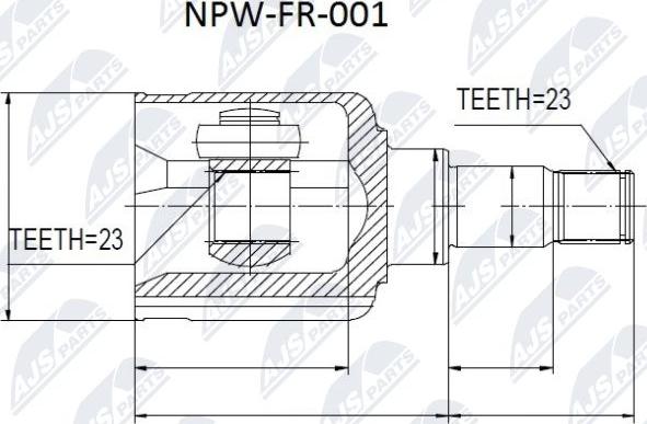 NTY NPW-FR-001 - Šarnīru komplekts, Piedziņas vārpsta www.autospares.lv