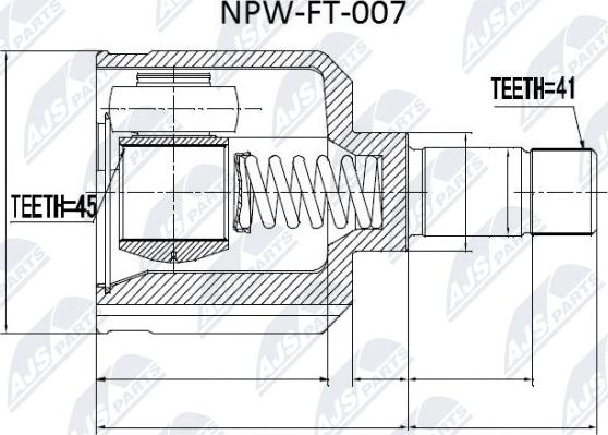 NTY NPW-FT-007 - Šarnīru komplekts, Piedziņas vārpsta www.autospares.lv