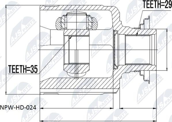 NTY NPW-HD-024 - Šarnīru komplekts, Piedziņas vārpsta www.autospares.lv