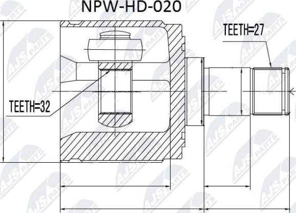 NTY NPW-HD-020 - Šarnīru komplekts, Piedziņas vārpsta www.autospares.lv