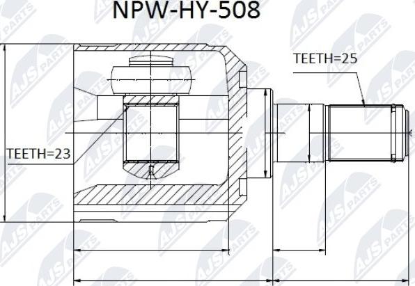 NTY NPW-HY-508 - Šarnīru komplekts, Piedziņas vārpsta www.autospares.lv